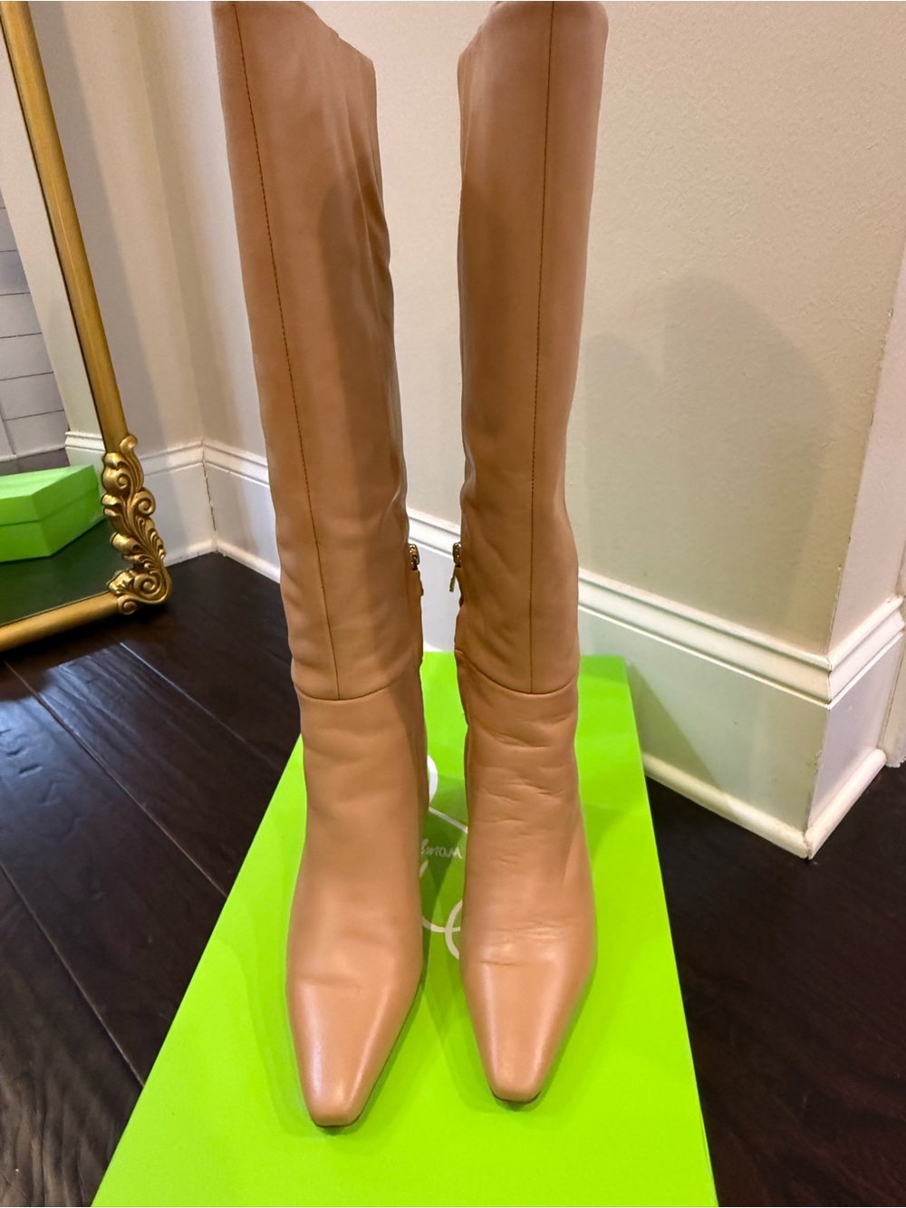 Sam Edelman Tall Tan Leather Knee-High Boots Wide Calf